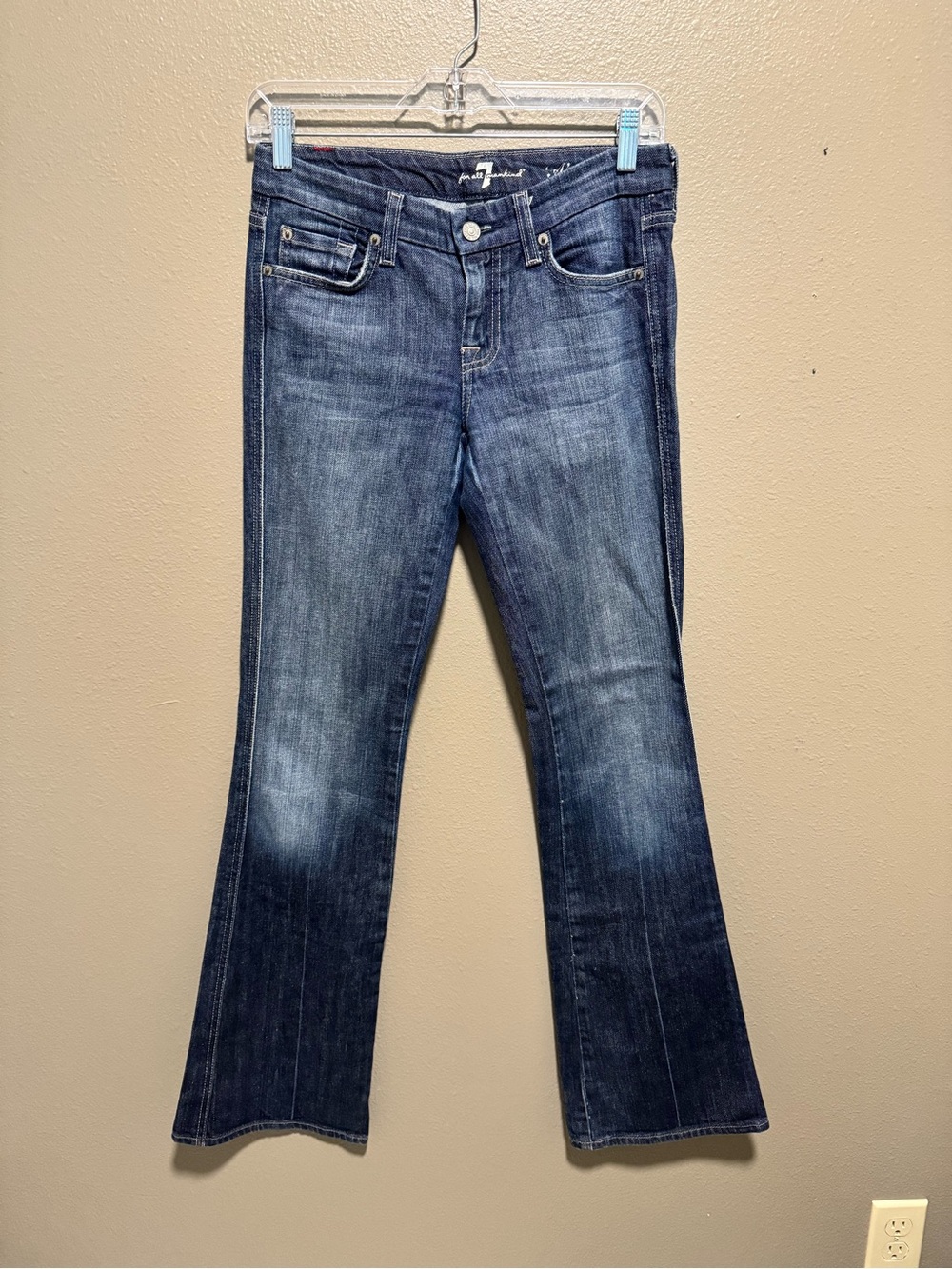 7 For All Mankind Indigo Flare Wide-Leg Jeans A pocket